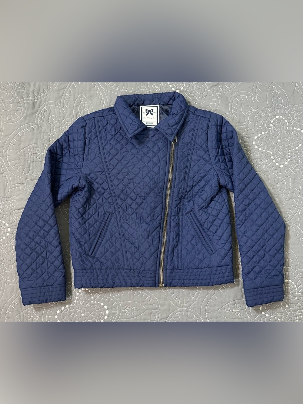 Gymboree Girls Navy Quilted Moto Jacket Size Medium